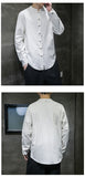 Xituodai 2022 Linen Shirts Men Clothing Chinese Style Long Sleeve Retro Buttoned Shirt Solid Color Stand-up Collar Loose Plus Size Tops