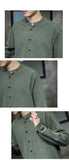 Xituodai 2022 Linen Shirts Men Clothing Chinese Style Long Sleeve Retro Buttoned Shirt Solid Color Stand-up Collar Loose Plus Size Tops