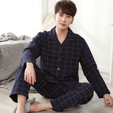 Xituodai Winter Cotton Pajamas Men Lounge Sleepwear Blue Plaid Pijama Man&#39;s Warm Bedgown Home Clothes PJ Pure Pijama Hombre Invierno