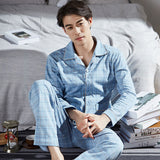 Xituodai Winter Cotton Pajamas Men Lounge Sleepwear Blue Plaid Pijama Man&#39;s Warm Bedgown Home Clothes PJ Pure Pijama Hombre Invierno