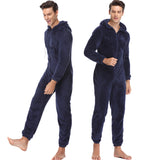Xituodai Men Warm Teddy Fleece Onesie Fluffy Sleep Lounge Adult Sleepwear One Piece Pyjamas Male Jumpsuits Hooded Onesies For Adult Men