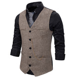 Xituodai Formal Mens Suit Vest 2022 New Casual Chain Solid Color Business Tweed Vest Gilet Homme Costume Waistcoat For Wedding Groomsmen