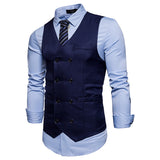 Xituodai New Brand Dress Vests For Men Casual Slim Fit Mens Suit Vest Double breasted Waistcoat Gilet Homme Formal Business Jacket XXL