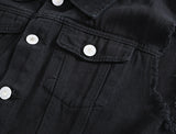 Xituodai New Men&#39;s Fashion Casual Black Hooded Sleeveless Vest Denim Vest Jacket Street Punk Style Denim Vest Multiple Size Options M-6XL