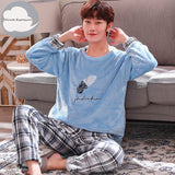 Xituodai Autumn Winter New Warm Flannel Men&#39;s Cartoon Monster  Pajama Sets Thick Men Sleepwear Coral Fleece Sleep Lounge Pajamas Clothing