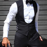 Xituodai Black Men Vest for Wedding Groom Tuxedo One Piece Slim Fit Waistcoat Solid Color Male Fashoin Coat Clothes