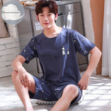 Xituodai Summer Knitted Cotton Short Sleeved Men&#39;s Pajamas Sets Male Pajama Set Letter Pajama For Men Sleepwear Suit Homewear Size xXXXL