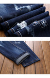 Xituodai Men&#39;s Ripped Distressed Destroyed Straight Fit Washed Denim Jeans Plus Size 40 42 Men Blue Casual Jeans Punk Clothes