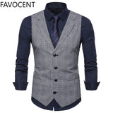 Xituodai Mens Suit Vest Fashion Slim Fit Thin Plaid Men Waistcoat Tops Slim Business Vest Waistcoat Man England Style Male Leisure Suits