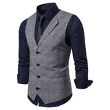 Xituodai Mens Suit Vest Fashion Slim Fit Thin Plaid Men Waistcoat Tops Slim Business Vest Waistcoat Man England Style Male Leisure Suits