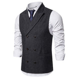 Xituodai Vest Men Double Breasted Suit Vests Men Mens Sleeveless Suit Vest Waistcoat Vintage Formal Blazers Waistcoat for Wedding chaleco