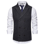 Xituodai Vest Men Double Breasted Suit Vests Men Mens Sleeveless Suit Vest Waistcoat Vintage Formal Blazers Waistcoat for Wedding chaleco