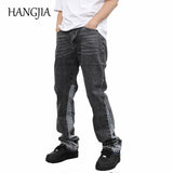 Xituodai Vintage Patchwork Flare Jeans Urban Men Streetwear Wide Leg Denim Pant Hip Hop Black Colorblock Slim Fit Denim Jeans for Men