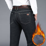 Xituodai 2022 Winter New Men&#39;s Warm Jeans Business Fashion Classic Style Black Blue Denim Straight Fleece Thick Pants Male Brand Trousers