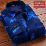 Xituodai Autumn Winter Thick Velvet Dress Shirt For Men Casual Long Sleeve Warm Fleece Lining Shirts Fashion Soft Flannel Plus Size 5XL