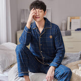 Xituodai 100% Cotton Pijama for Men Plaid Autumn Winter Sleepwear Pajamas Pyjamas Set 3XL Casual Striped Male Homewear Home Clothes