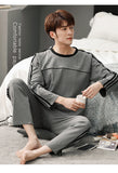 Xituodai Autumn Winter Men Cotton Pajamas Set Fashion Casual Striped Patchwork Sleepwear Suit Home Clothes Loose Home Wear Plus Size 4XL