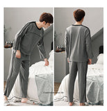 Xituodai Autumn Winter Men Cotton Pajamas Set Fashion Casual Striped Patchwork Sleepwear Suit Home Clothes Loose Home Wear Plus Size 4XL