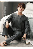 Xituodai Autumn Winter Men Cotton Pajamas Set Fashion Casual Striped Patchwork Sleepwear Suit Home Clothes Loose Home Wear Plus Size 4XL