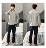 Xituodai Autumn Winter Men Cotton Pajamas Set Fashion Casual Striped Patchwork Sleepwear Suit Home Clothes Loose Home Wear Plus Size 4XL