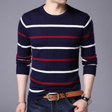 Xituodai Autumn New Style Korean-style Color Panel Striped Thin Sweater Men&#39;s Long-Sleeve Youth Sweater Casual Base Shirt