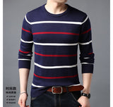 Xituodai Autumn New Style Korean-style Color Panel Striped Thin Sweater Men&#39;s Long-Sleeve Youth Sweater Casual Base Shirt