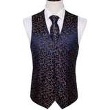 Xituodai 4PC Mens Extra Silk Vest Party Wedding Gold Paisley Solid Floral Waistcoat Vest Pocket Square Tie Suit Set Barry.Wang BM-2017