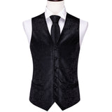 Xituodai 4PC Mens Extra Silk Vest Party Wedding Gold Paisley Solid Floral Waistcoat Vest Pocket Square Tie Suit Set Barry.Wang BM-2017