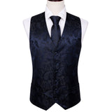 Xituodai 4PC Mens Extra Silk Vest Party Wedding Gold Paisley Solid Floral Waistcoat Vest Pocket Square Tie Suit Set Barry.Wang BM-2017