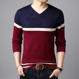 Xituodai Autumn and winter youth men&#39;s V-neck sweater fashion wild color matching casual tide men&#39;s sweater