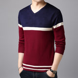 Xituodai Autumn and winter youth men&#39;s V-neck sweater fashion wild color matching casual tide men&#39;s sweater