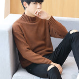 Xituodai Autumn and winter sweater men&#39;s half-necked camel knit sweater fashion long-sleeved thick men&#39;s sweater