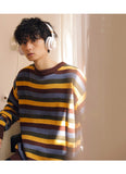 Xituodai 2021 autumn new casual men&#39;s oversize round neck hit color drop shoulder loose sweater sweater
