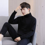 Xituodai Winter Men&#39;s New Turtleneck Sweater Korean Knit Shirt Men&#39;s Youth Turtleneck Sweater Shirt Solid Color