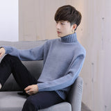 Xituodai Winter Men&#39;s New Turtleneck Sweater Korean Knit Shirt Men&#39;s Youth Turtleneck Sweater Shirt Solid Color