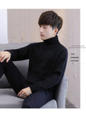 Xituodai Winter Men&#39;s New Turtleneck Sweater Korean Knit Shirt Men&#39;s Youth Turtleneck Sweater Shirt Solid Color