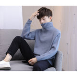 Xituodai Winter Men&#39;s New Turtleneck Sweater Korean Knit Shirt Men&#39;s Youth Turtleneck Sweater Shirt Solid Color