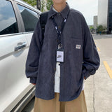Xituodai Corduroy Men Shirts For Men Clothing Harajuku Black Shirt Korean Style Men Shirt Long Sleeve Vintage Clothes Streetwear 3XL 2022