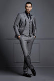 Xituodai New Grey Mens Suit Groom Suit Cheap Formal Man Suits for Wedding Best Men Slim Fit Groom Tuxedos for Man(Jacket+Vest+Pants)terno