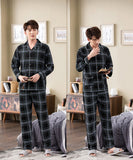 Xituodai Spring autumn 100%Cotton Pajamas Sets For Men Plaid Sleepwear Suit Casual Home Clothes Pijamas Hombre Loungewear Plus Size 4XL