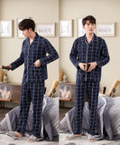 Xituodai Spring autumn 100%Cotton Pajamas Sets For Men Plaid Sleepwear Suit Casual Home Clothes Pijamas Hombre Loungewear Plus Size 4XL