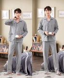 Xituodai Spring autumn 100%Cotton Pajamas Sets For Men Plaid Sleepwear Suit Casual Home Clothes Pijamas Hombre Loungewear Plus Size 4XL