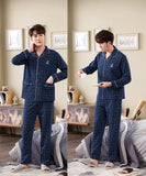 Xituodai Spring autumn 100%Cotton Pajamas Sets For Men Plaid Sleepwear Suit Casual Home Clothes Pijamas Hombre Loungewear Plus Size 4XL