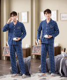 Xituodai Spring autumn 100%Cotton Pajamas Sets For Men Plaid Sleepwear Suit Casual Home Clothes Pijamas Hombre Loungewear Plus Size 4XL