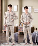 Xituodai Spring autumn 100%Cotton Pajamas Sets For Men Plaid Sleepwear Suit Casual Home Clothes Pijamas Hombre Loungewear Plus Size 4XL