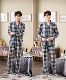 Xituodai Spring autumn 100%Cotton Pajamas Sets For Men Plaid Sleepwear Suit Casual Home Clothes Pijamas Hombre Loungewear Plus Size 4XL