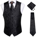 Xituodai New Teal Green Paisley 100% Silk Formal Dress Vest Men Waistcoat Vest Wedding Party Vest Tie Brooch Pocket Square Set DiBanGu