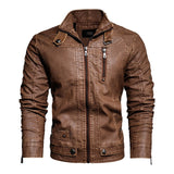 Xituodai 2022 Mens Motorcycle Jacket Autumn Winter Men New Faux PU Leather Jackets Casual Embroidery Biker Coat Zipper Fleece Jacket