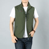 Xituodai Men&#39;s Waistcoat Jackets Vest 2021 Summer New Solid Color Stand Collar Climbing Hiking Work Sleeveless With Pocket