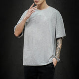 Xituodai Plain Oversized T Shirt Men Bodybuilding and Fitness Loose Casual Lifestyle Wear T-shirt Male Streetwear Hip-Hop Tops